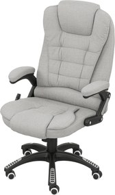 Cadeira de escritório com função de massagem e aquecimento, altura ajustável, encosto reclinável e comando à distância, cinzenta