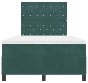 Cama Box com Colchão &amp; LED Verde Escuro 120x200 cm Veludo
