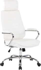 Cadeira de escritório Rako Couro Genuíno Branco