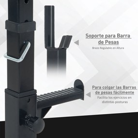 HOMCOM Suporte de Barra de Pesos Prateleira Ajustável de 12 Camadas Barra Levantamento de Pesos Academia Máx. 150 kg Aço 52x48x108-163 cm Preto