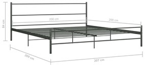 Estrutura de cama 200x200 cm metal cinzento