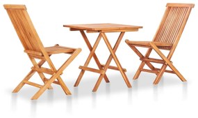 vidaXL 3 pcs conjunto bistrô dobrável madeira de teca maciça