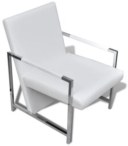 Poltronas com estrutura cromada 2 pcs couro artificial branco