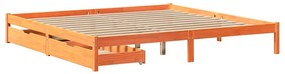 Cama sem colchão 200x200 cm pinho maciço castanho-mel