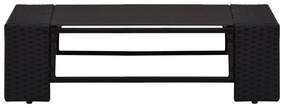 8 pcs conjunto lounge de jardim c/ almofadões vime PE preto