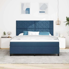 Cama Box Spring com Colchão e Luz LED - Azul, 180x200 cm, Tecido