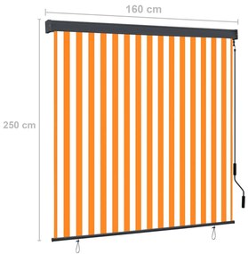 Estore de rolo para exterior 160x250 cm branco e laranja