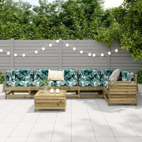 7 pcs conjunto sofás jardim madeira de pinho impregnada
