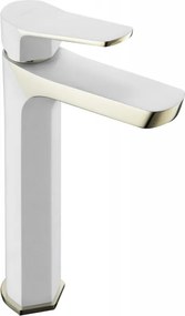 Mexen Lerma torneira alta para lavatório, branca/ouro - 74310-25