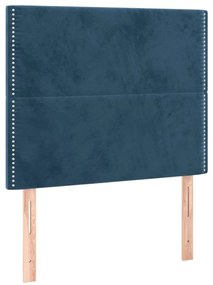 Cama com molas/colchão 90x190 cm veludo azul-escuro