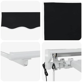 Toldo Retrátil Manual Preto 400x200 cm