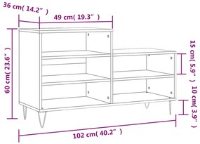 Sapateira com Banco Andreas - Com 5 Prateleiras - 102x36x60 cm - Cor P