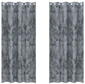 Cortinas de Veludo - 2 peças com Ilhós Cinza Prata 225x140 cm