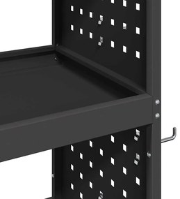 Carro de Ferramentas com prateleira com roda Preto 75 x 35 x 73 cm Met