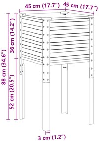 Vaso/floreira de jardim 45x45x88 cm aço castanho