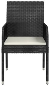 Cadeiras de jardim com almofadões 4 pcs vime PE preto