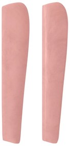 Cabeceira de cama c/ abas veludo 147x23x118/128 cm rosa