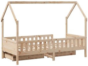 Estrutura de cama infantil c/ gavetas 90x190 cm pinho maciço