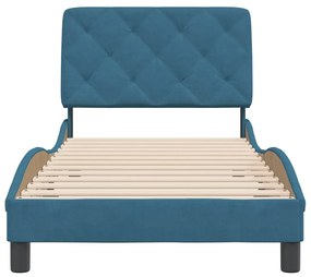 Estrutura de cama com cabeceira 90x200 cm veludo azul