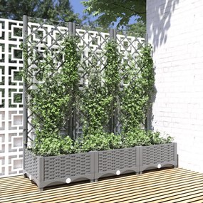 Vaso/floreira jardim c/ treliça 120x40x121,5 cm PP cinza-claro