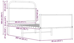 Estrutura cama s/ colchão derivados de madeira carvalho sonoma
