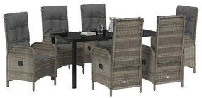 Conjunto de Jantar de Jardim com 7 Peças em Cinza Poly Ratan