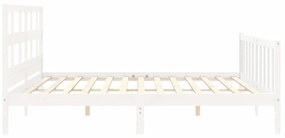 Estrutura cama Super King Size c/ cabeceira madeira branco