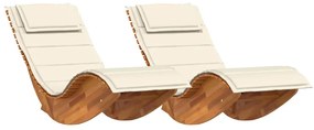 Espreguiçadeiras Baloiço com Almofadas 2 pcs Madeira Maciça de Acácia