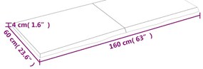 Tampo de mesa 160x60x(2-4) cm carvalho tratado castanho-claro