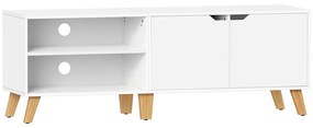 Móvel de TV VASAGLE para TVs de até 65 polegadas, suporte de TV de 140 cm de largura com 2 portas, prateleiras ajustáveis, mesa de TV, para sala de estar, sala de jantar, quarto, branco LTV027T46