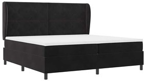 Cama Box preta com colchão de 200 x 200 cm em veludo