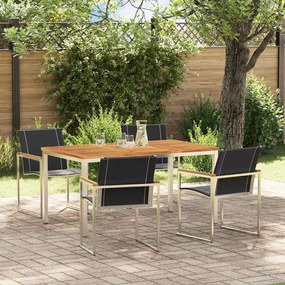 vidaXL Conjunto de Jantar de Jardim com 5 Peças em Madeira Sólida de Acácia e Aço Inox