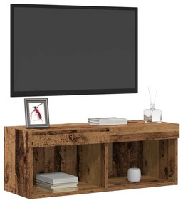 Armário de TV vidaXL com Luzes LED Madeira Antiga 80x30x30 cm