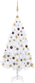 3077540 vidaXL Árvore Natal artificial c/ luzes LED e bolas 150 cm PVC branco