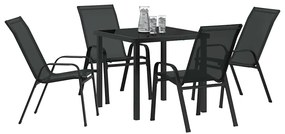 Conjunto de Jantar de Jardim 5 Peças Preto em Textilene e Aço