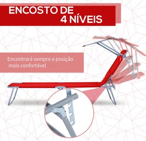 Espreguiçadeira de Jardim Dobrável com Toldo Removível e Ajustável em
