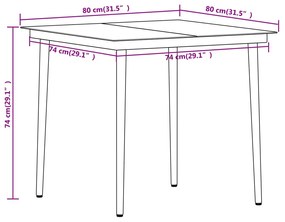 5 pcs conjunto de jantar para jardim castanho