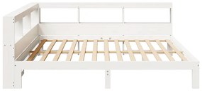 Cama com estante sem colchão 180x200 cm pinho maciço branco
