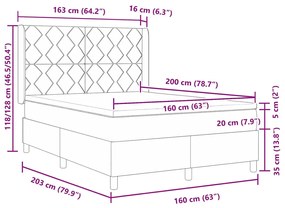 Cama Box com Colchão Taupe 160x200 cm em Tecido