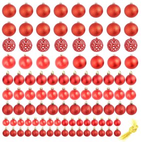 Conjunto de bolas de natal 100 pcs 3/4/6 cm vermelho