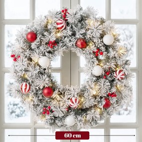 Grinalda de Natal Luminosa, 60 x 60 x 12 cm, 50 LED com 8 Modos, Verde