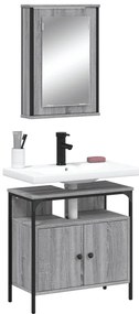 2 pcs conjunto móveis WC derivados de madeira sonoma cinza