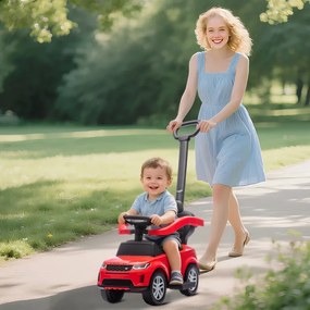 Carro Andador 2 em 1 para Crianças Land Rover Discovery com Buzina Pega de Empurrar e Barra Removíveis 84x40x94,5 cm Vermelho