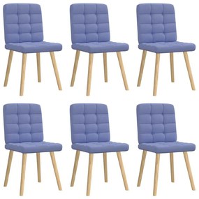Cadeiras de jantar 6 pcs Jeans Tecido Azul