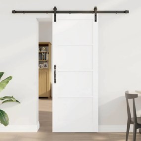 Porta Deslizante vidaXL com Conjunto de Ferragens Branca 78x202 cm Madeira Maciça de Pinus