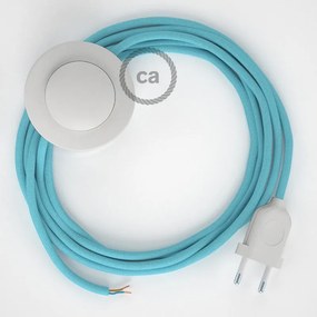 Cabo para candeeiro de chão, RM17 Azul Bebé Seda Artificial 3 m.  Escolha a cor da ficha e do interruptor. - Branco