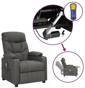 vidaXL Poltrona de massagens elevatória tecido cinzento-escuro