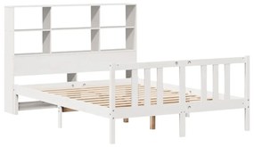 Cama com estante sem colchão 160x200 cm pinho maciço branco