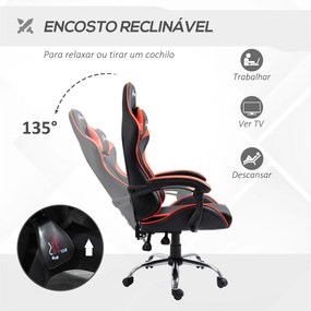 Vinsetto Cadeira Gaming Ergonômica Cadeira para Videojogos Reclinável