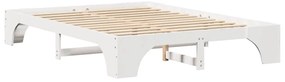 Cama Branca 160x200 cm de Madeira de Pinho Maciça